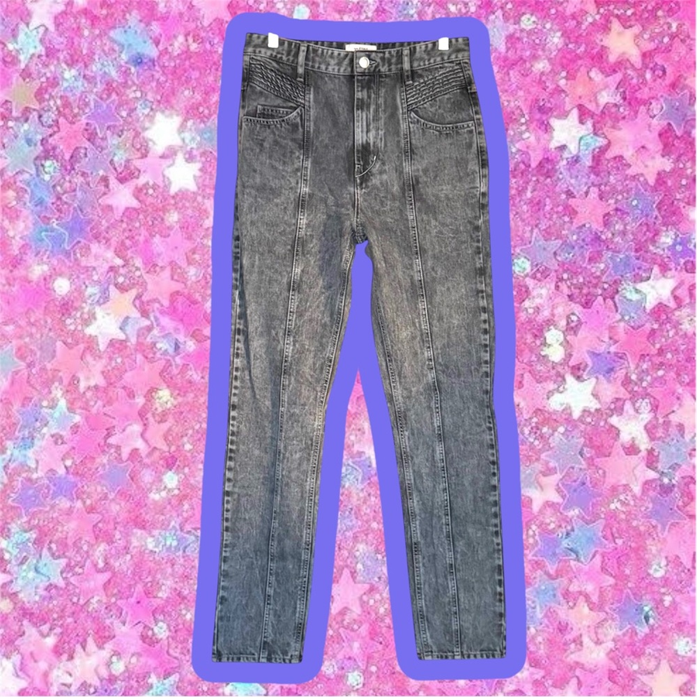 ISABEL MARANT ETOILE HOMINY JEANS 8 10 80s Denim Pants Trousers Straight Skinny - Picture 3 of 16